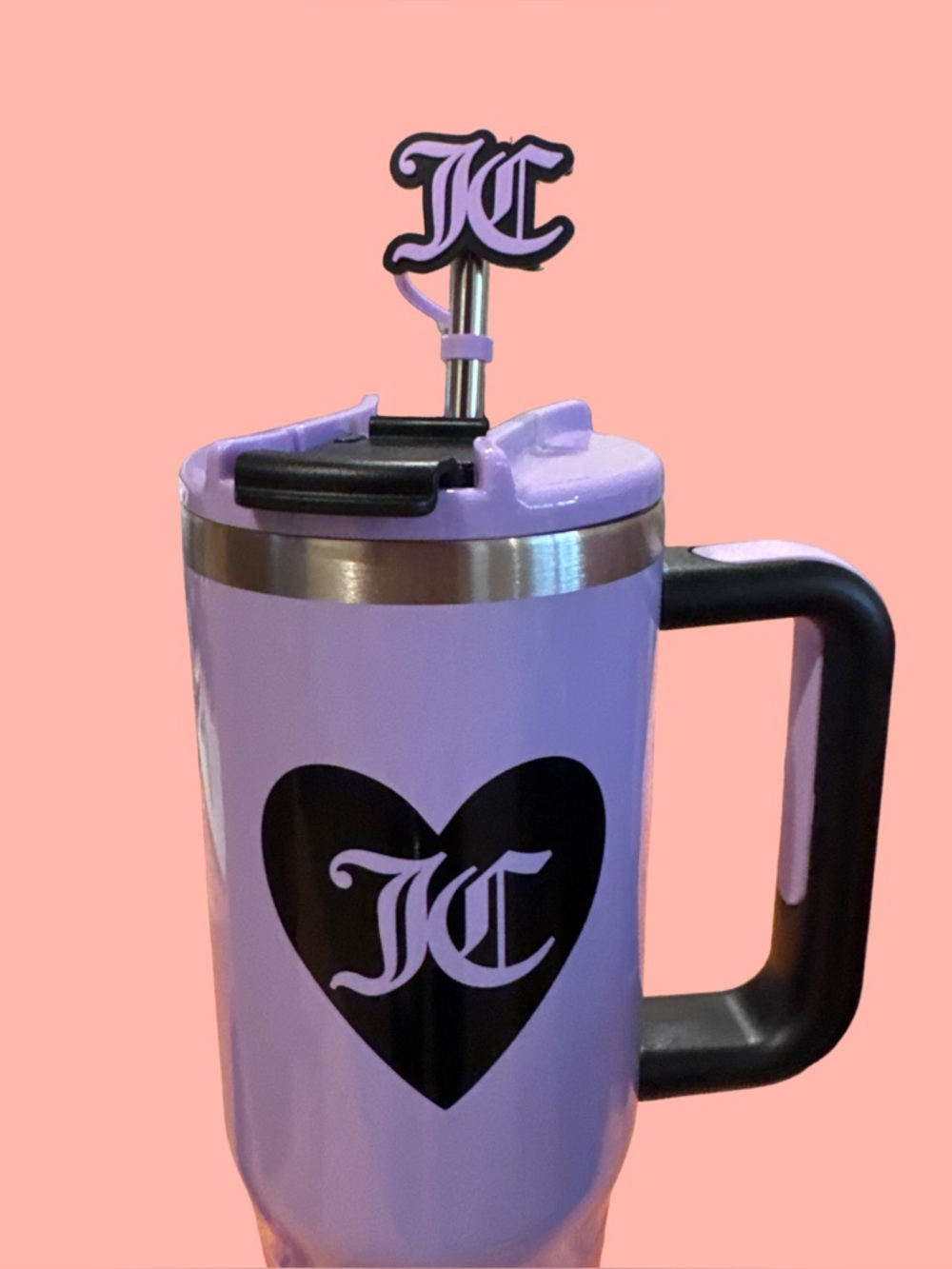 Juicy couture lavender Travel Mug with Black Heart Logo